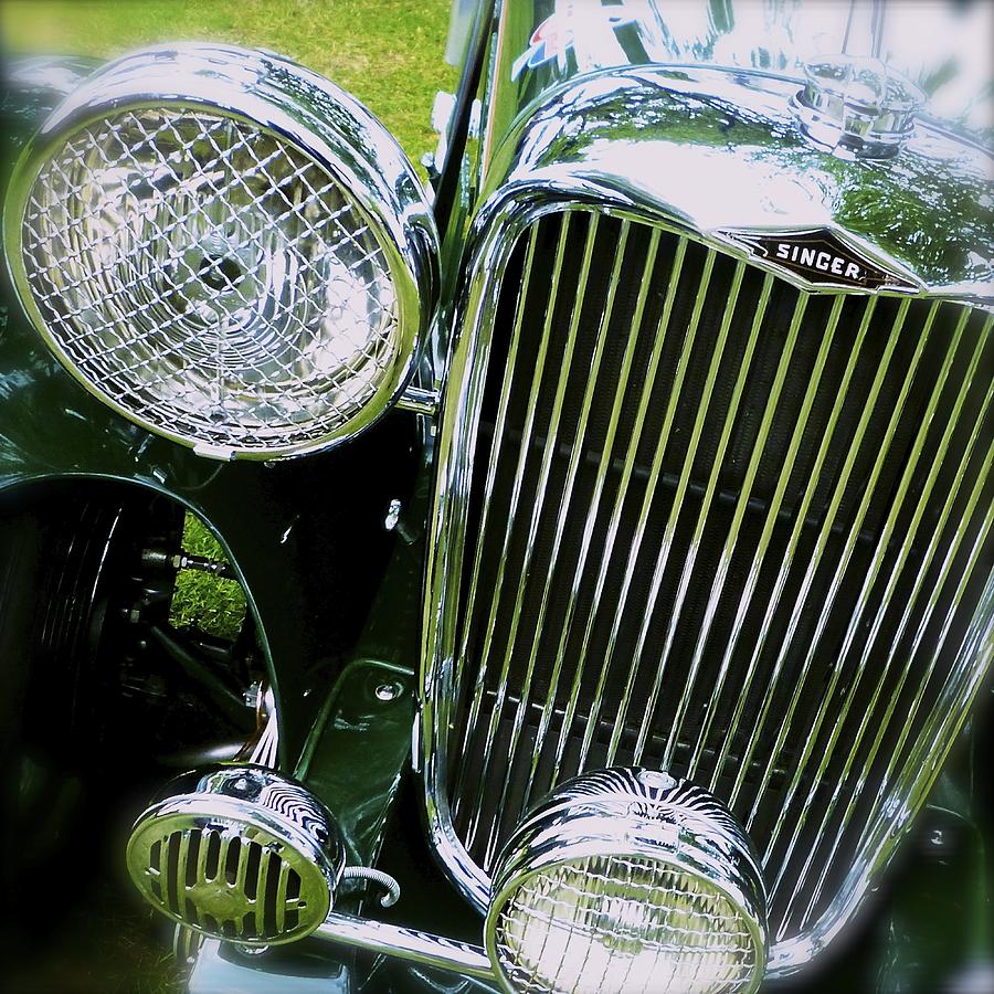 Singer Car Grill and Headlight Photograph by John Colley