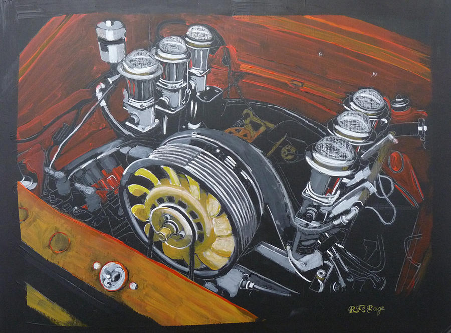 Singer Porsche Engine Painting by Richard Le Page