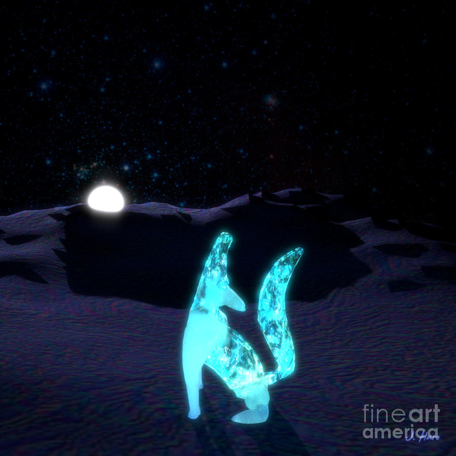 Animal Digital Art - Singing to the moon by Julio Haro