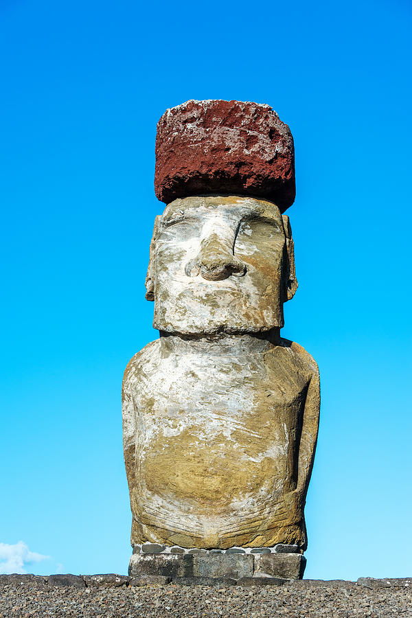 Landmark Photograph - Single Moai Statue on Easter Island by Jess Kraft