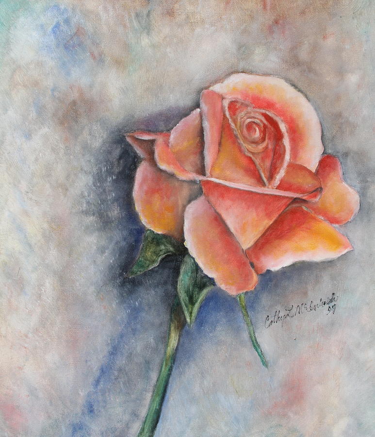 Rose Painting - Single Rose in Oil by Cathy Lindsey