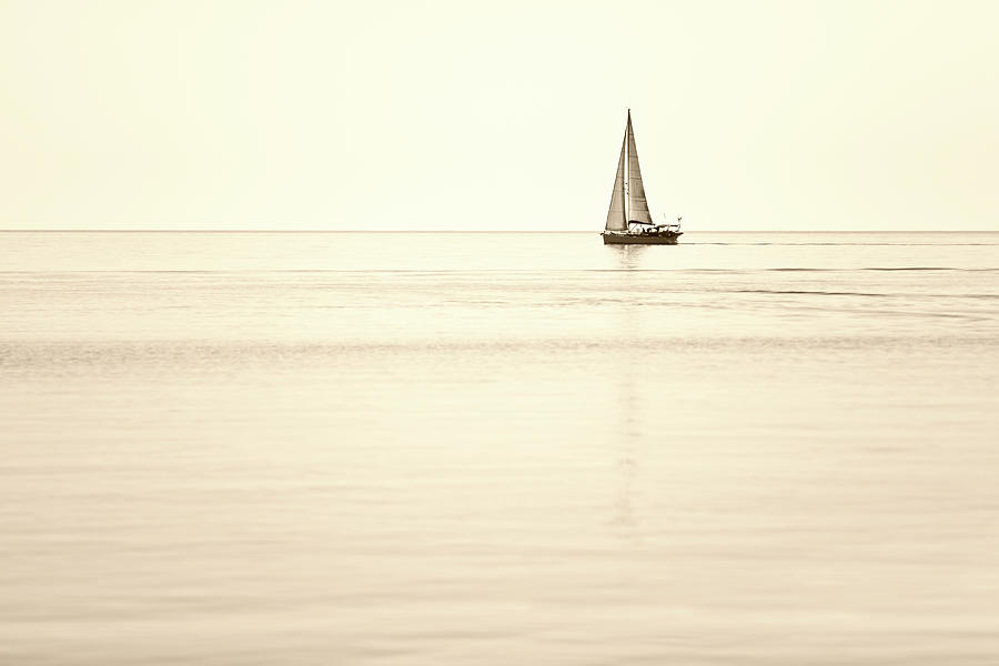 Single Sailboat On Horizon Photograph by Gaspr13