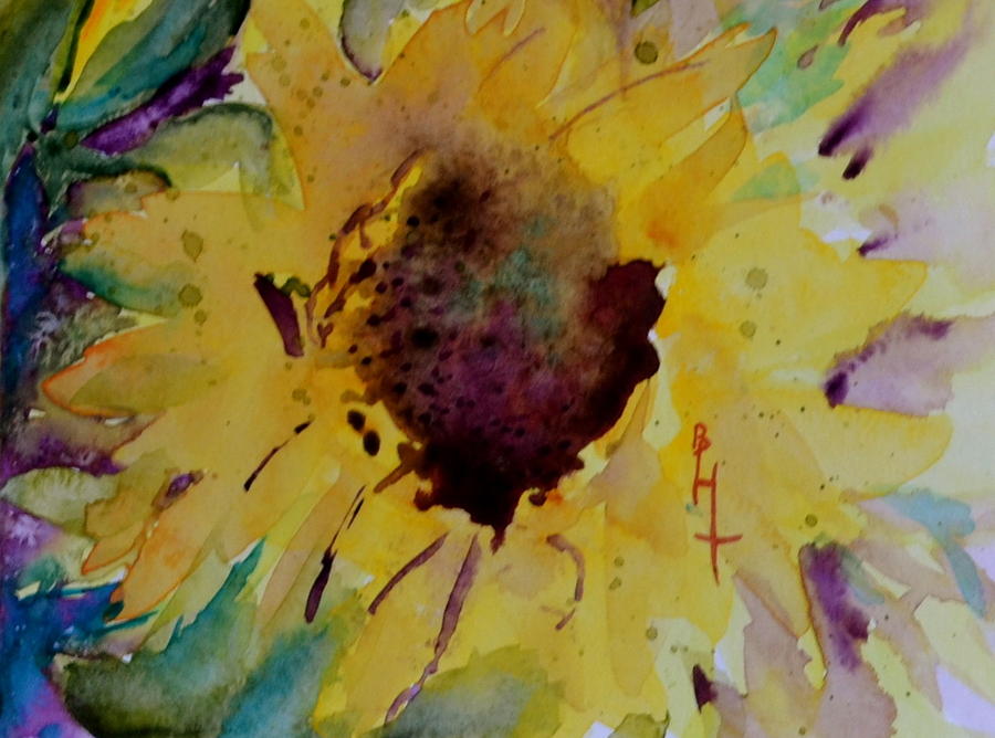Single Sunflower Painting by Beverley Harper Tinsley