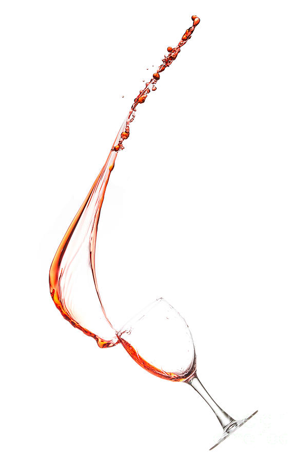 Wine Photograph - Single Wine Glass Spill or Splash by JC Kirk