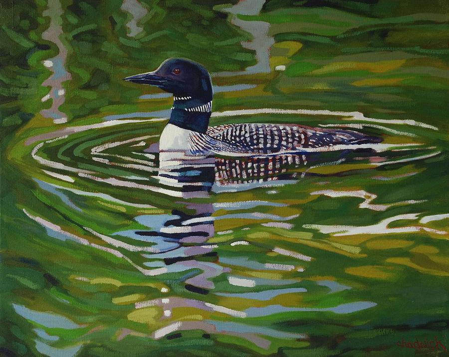 Singleton Loon Painting by Phil Chadwick