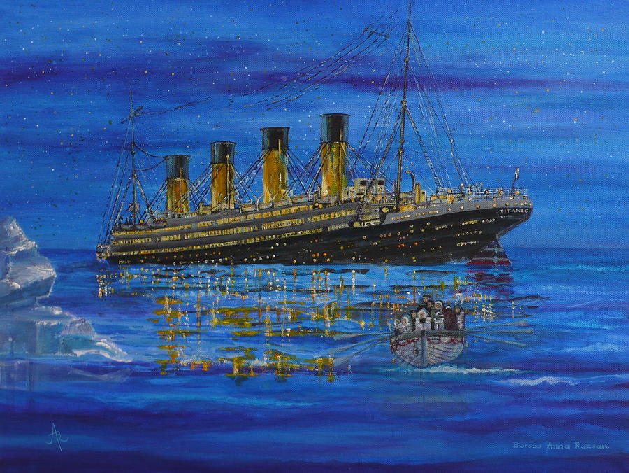 Sinking Titanic And Life Boat