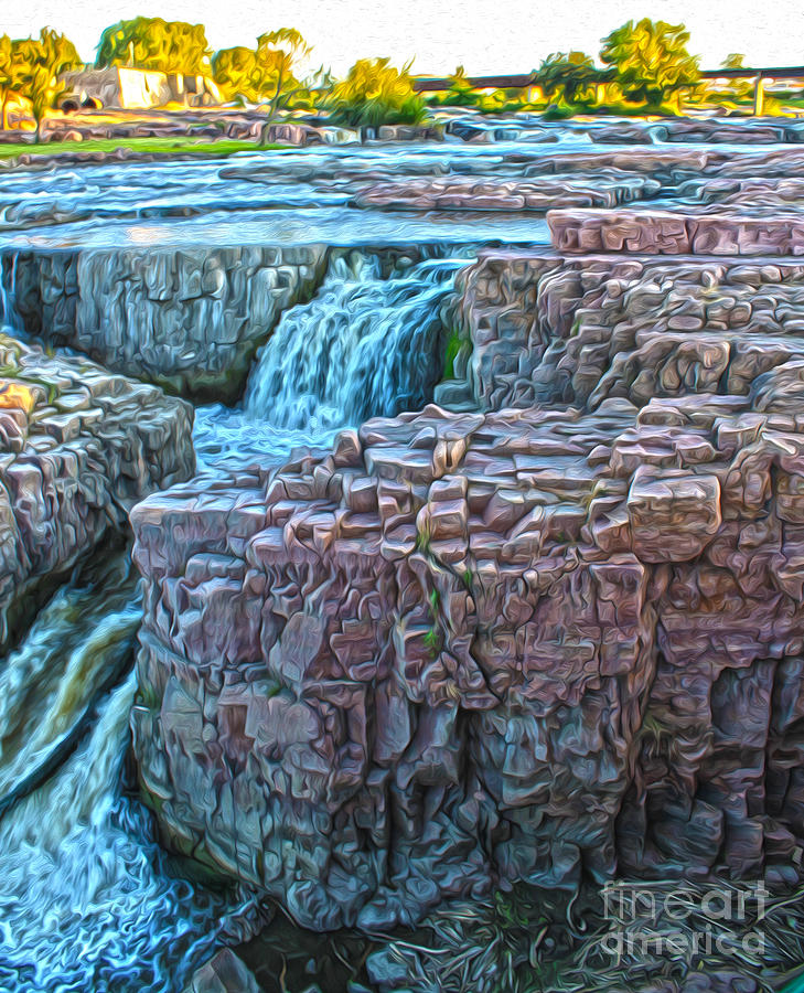 Waterfall Painting - Sioux Falls - 01 by Gregory Dyer