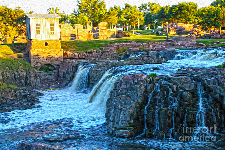 Waterfall Painting - Sioux Falls - 02 by Gregory Dyer