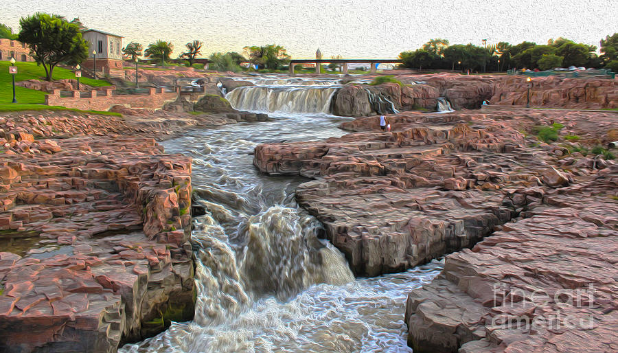 Waterfall Painting - Sioux Falls - 04 by Gregory Dyer