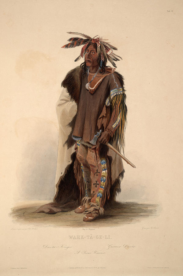 Karl Bodmer Painting - Sioux warrior by Karl Bodmer