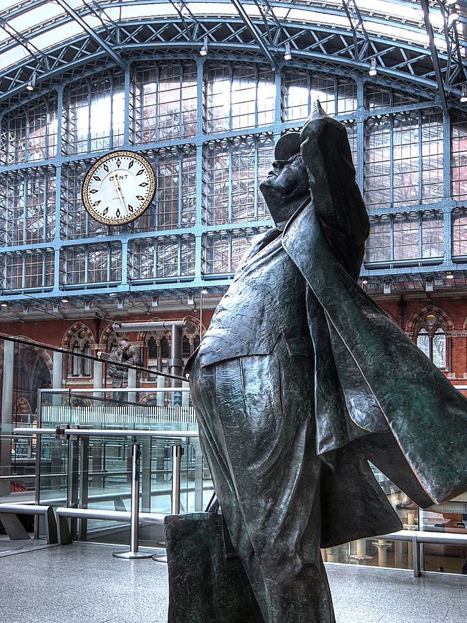London Photograph - Sir John Betjeman Statue and Clock at St Pancras Station by Gill Billington