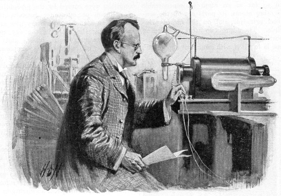 Sir Joseph John Thomson (1856-1940) Drawing by Granger