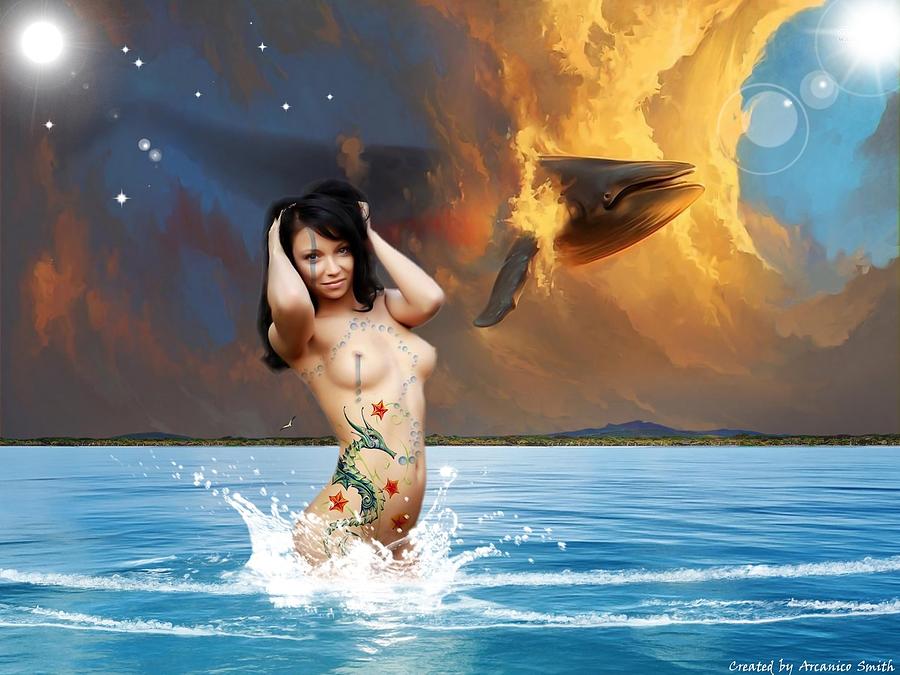 Seahorse Digital Art - Siren Girl by Arcanico Luca Smith Acquaviva
