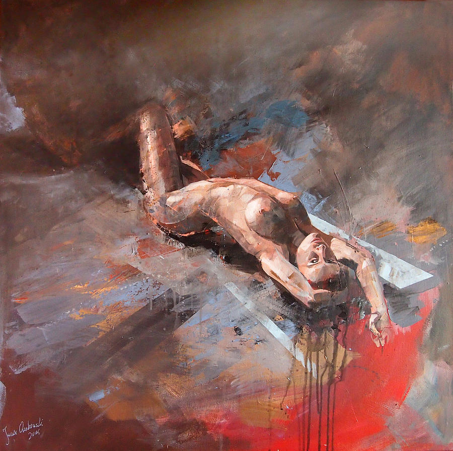 Akt Painting - Sirene by Janusz  Orzechowski