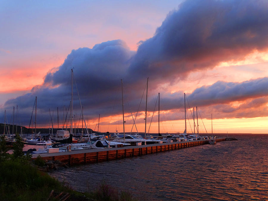 Sister Bay Yachtworks Sunset Photograph by David T Wilkinson