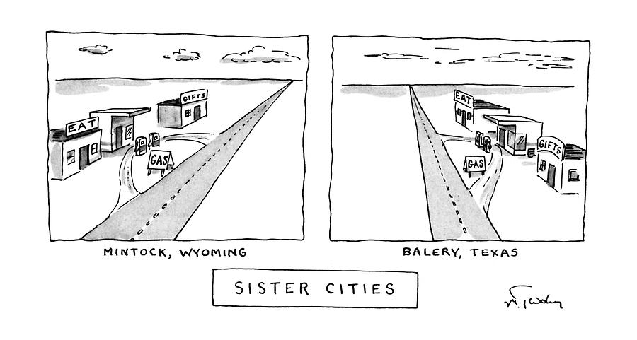 Sister Cities Drawing by Mike Twohy