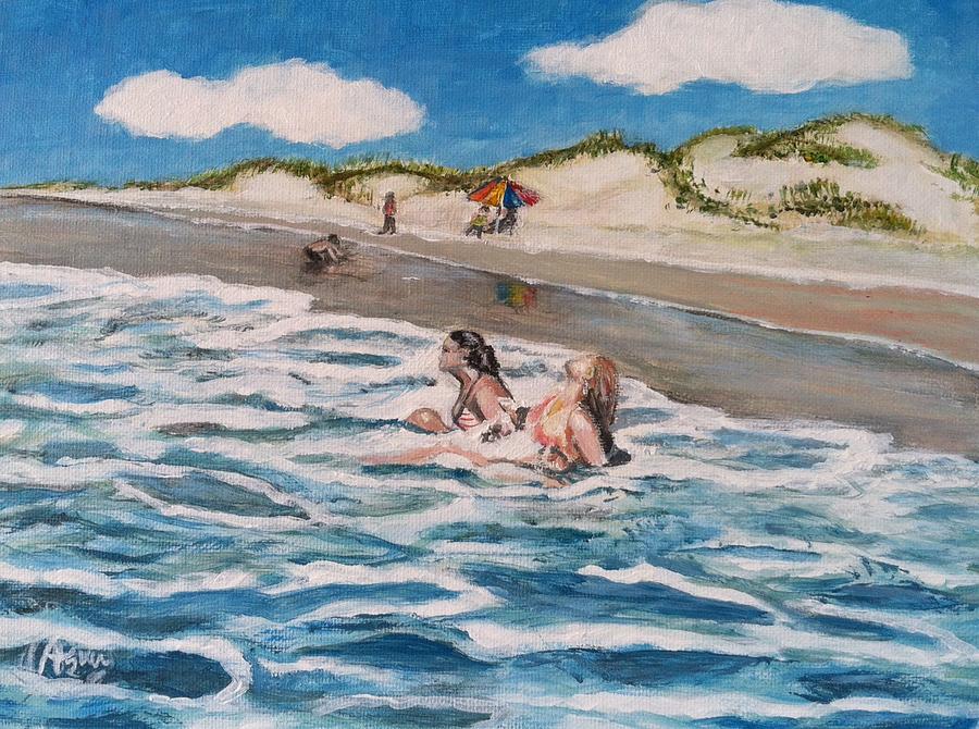 Summer Painting - Sisters at the sea by Asuncion Purnell