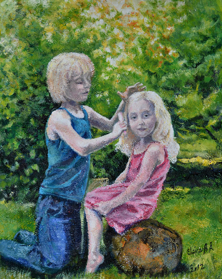 Sisters Painting by Elaine Berger