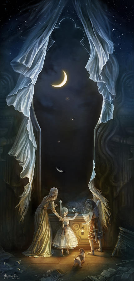 Feather Still Life Digital Art - Sisters in the Moonlight by Alejandro Dini