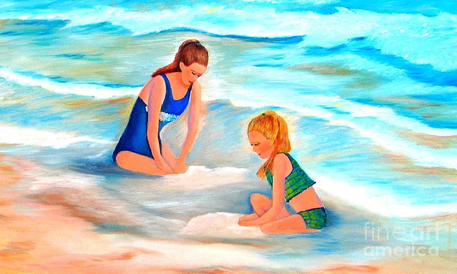 Sisters In The Sand Painting by Shelia Kempf