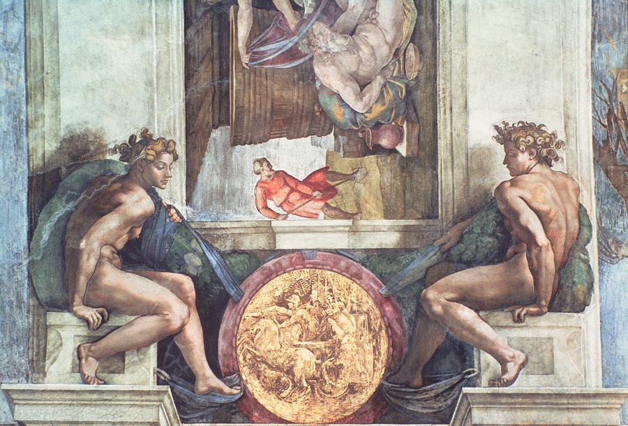 Sistine Chapel Ceiling Ignudi Pre Restoration Photograph by Michelangelo Buonarroti