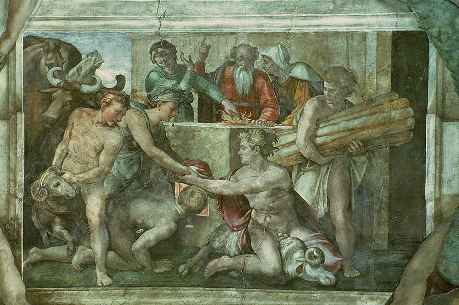 Sistine Chapel Ceiling Noah After The Flood Pre Restoration Photograph by Michelangelo Buonarroti