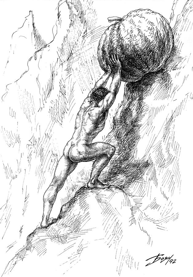 Sisyphus Drawing by Boyan Donev