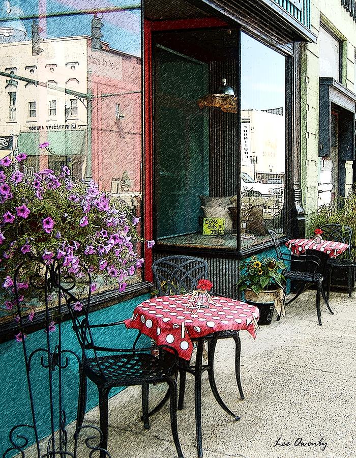 Sidewalk Cafe Photograph - Sit A Bit by Lee Owenby