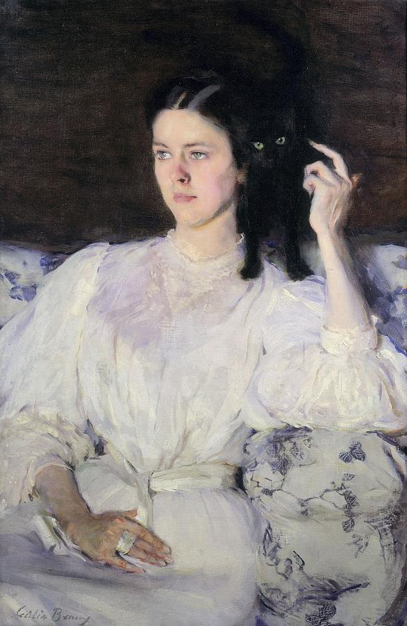 Cat Painting - Sita And Sarita, Or Young Girl With A Cat by Cecilia Beaux