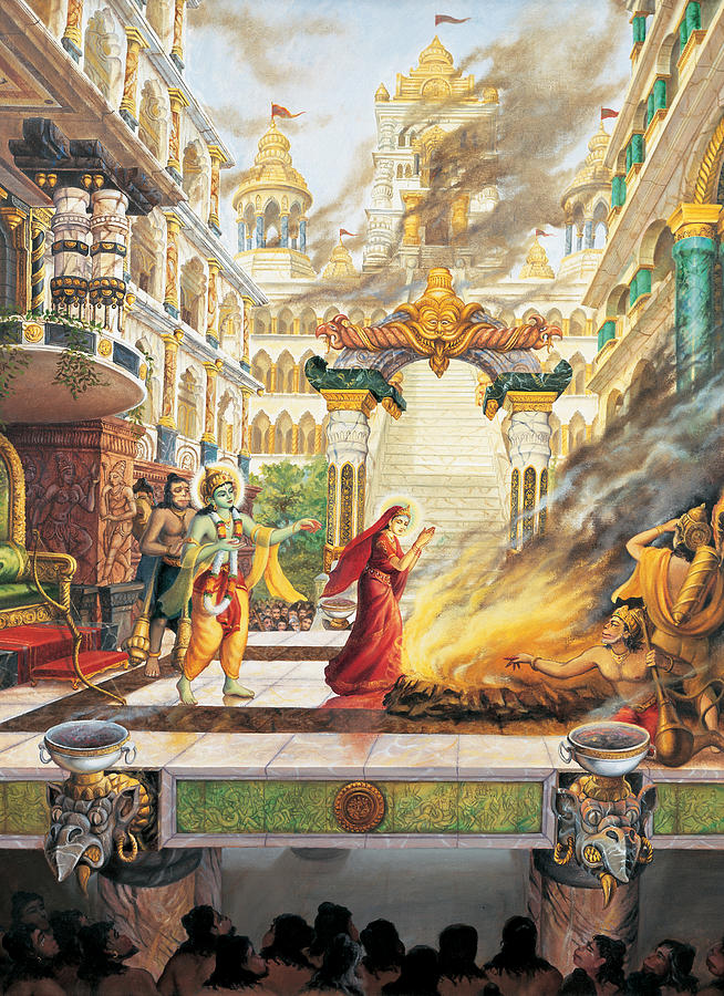 Sita going to fire Painting by Vrindavan Das