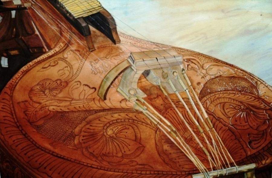 Music Painting - Sitar Artwork by Anuradha Gupta