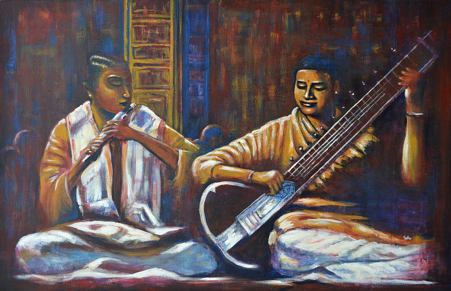 Sitar Flute Painting by Usha Shantharam
