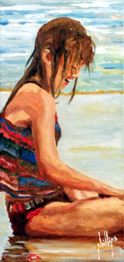 Beach Painting - Sitn in the Surf by Jim Phillips