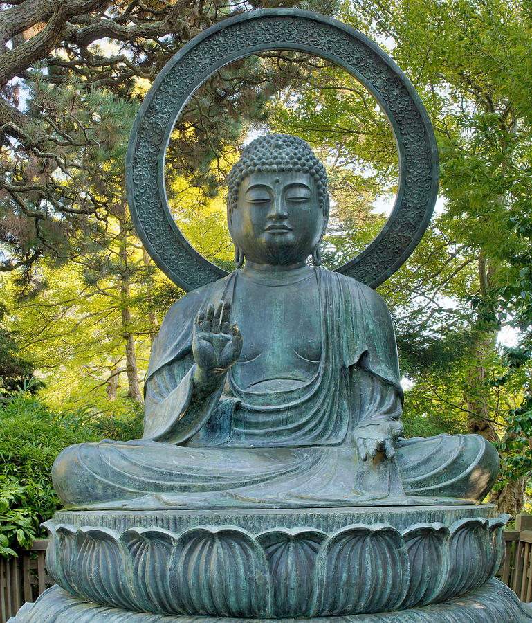 Sitting Bronze Buddha at San Francisco Japanese Garden Photograph by ...