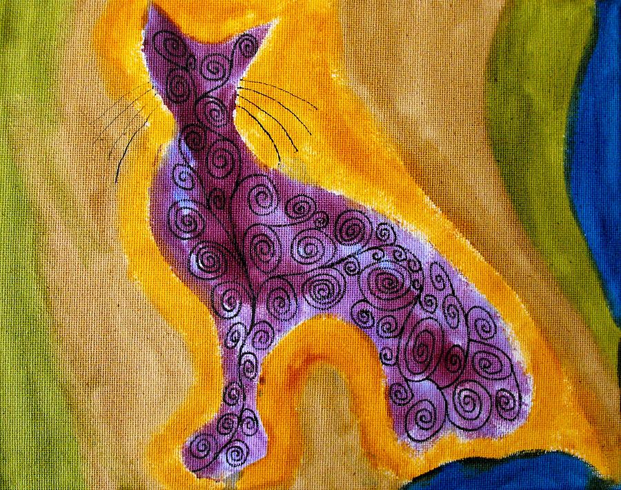 Cat Painting - Sitting Cat by Georges AH PIERRU II