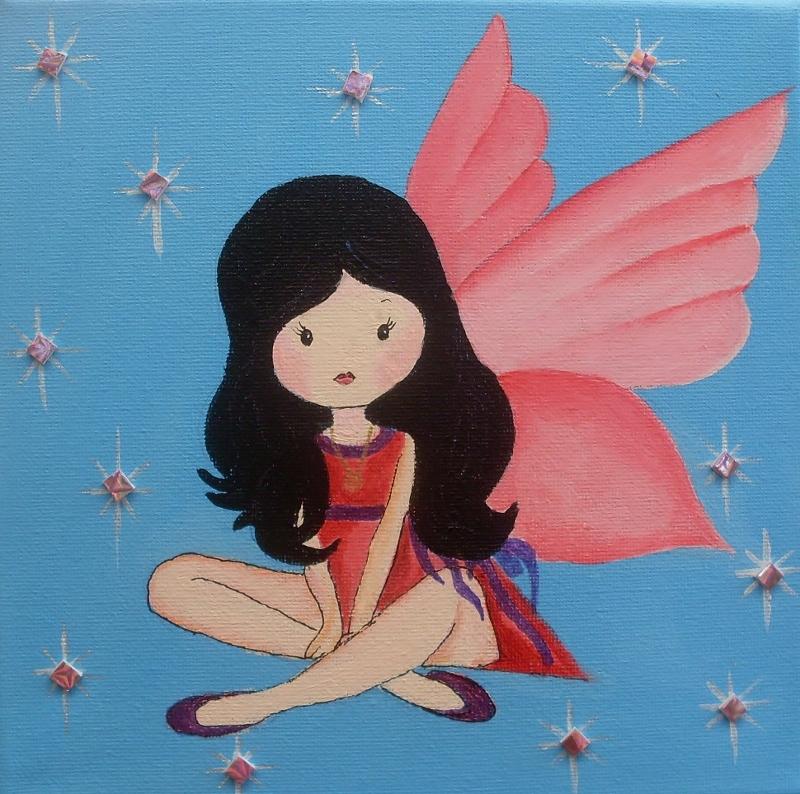 Sitting fairy Painting by Anne Gardner