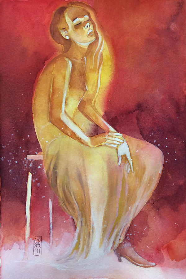 Sitting girl Painting by Alessandro Andreuccetti