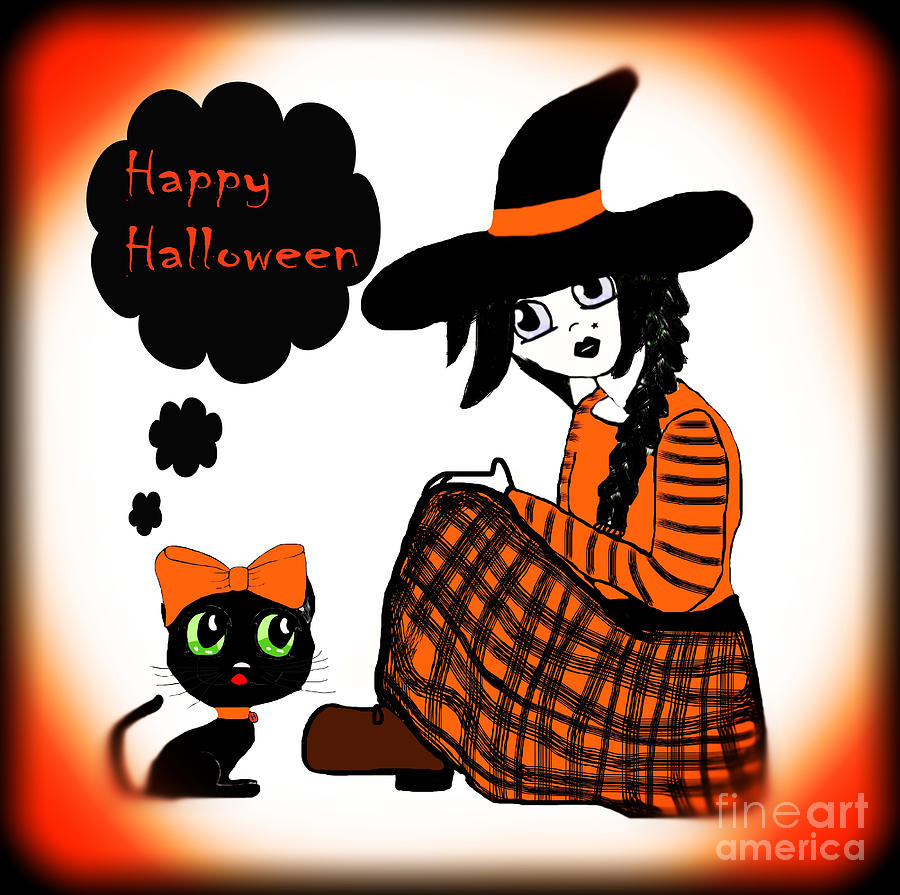 Holiday Photograph - Sitting Halloween Witch by Eva Thomas