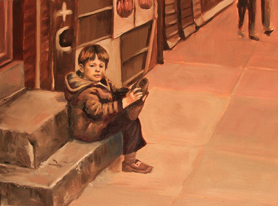 Sitting on the Stoop Painting by Shelley Phillips - Fine Art America