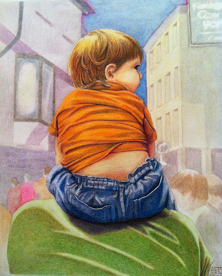 Portrait Drawing - Sitting on top of the world by Betsy Frahm