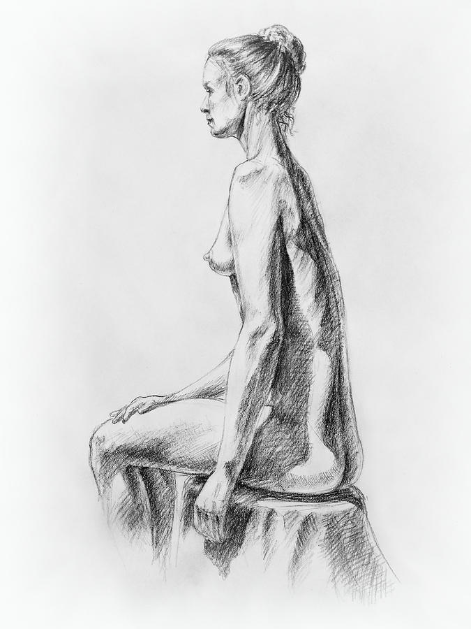 Sitting Woman Study Drawing by Irina Sztukowski