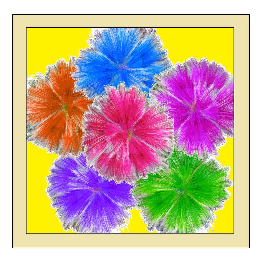 Six Brushed Colored Flowers Painting by Bruce Nutting