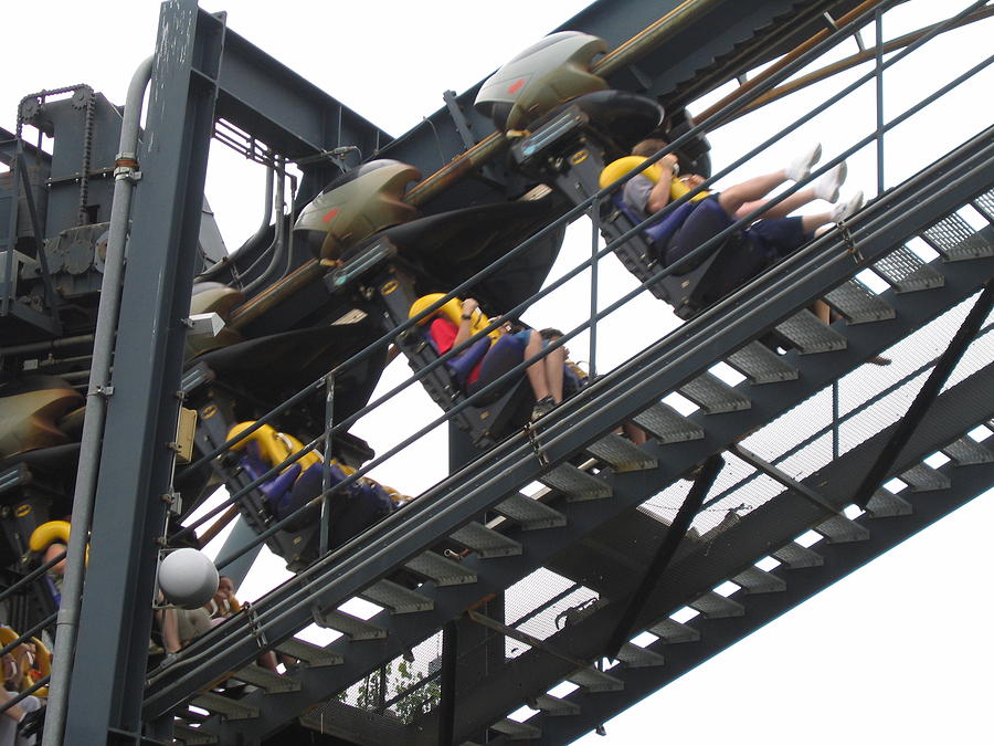 Flag Photograph - Six Flags Great Adventure - Medusa Roller Coaster - 12123 by DC Photographer