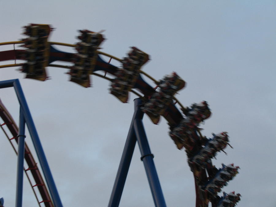 Flag Photograph - Six Flags Great Adventure - Medusa Roller Coaster - 12126 by DC Photographer