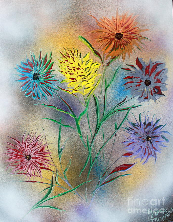 Six Flowers Painting by Greg Moores