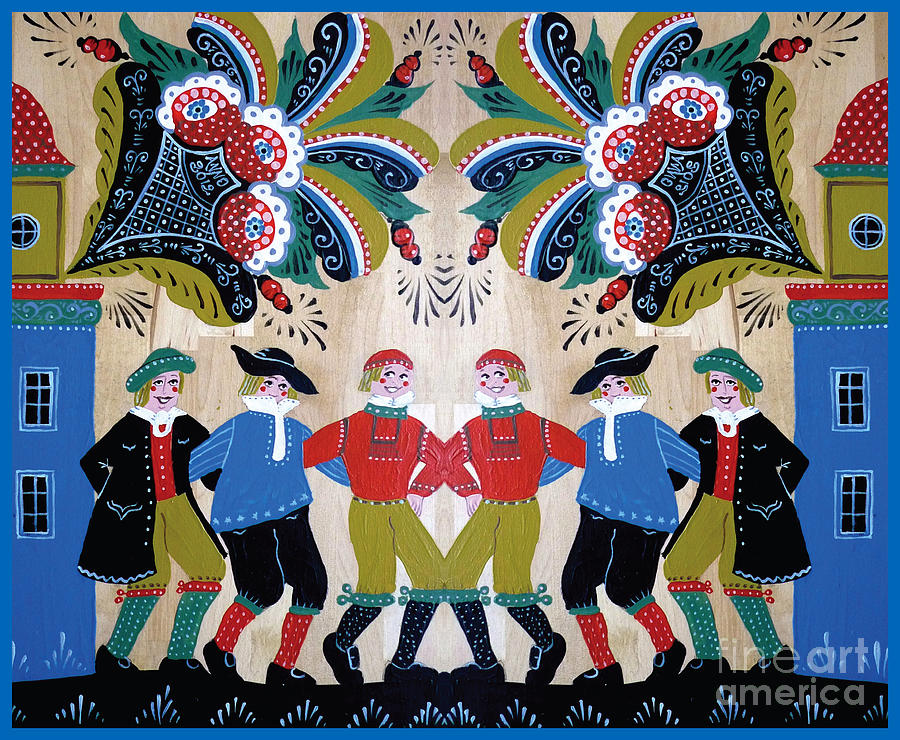 Six Men Dancing Painting by Leif Sodergren