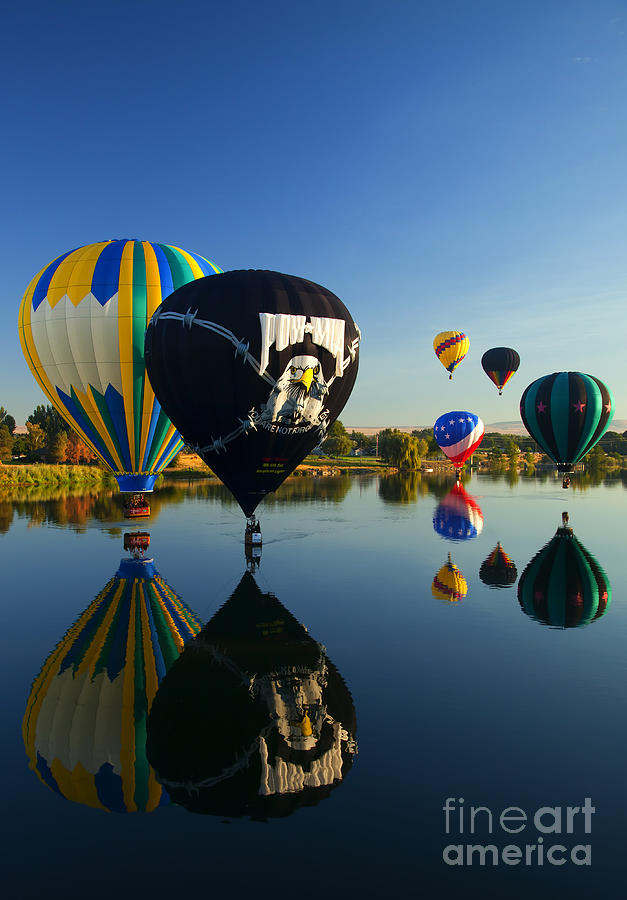 Balloon Photograph - Six On The Pond by Mike Dawson Balloon Photograph - Six On The Pond by Mike Dawson