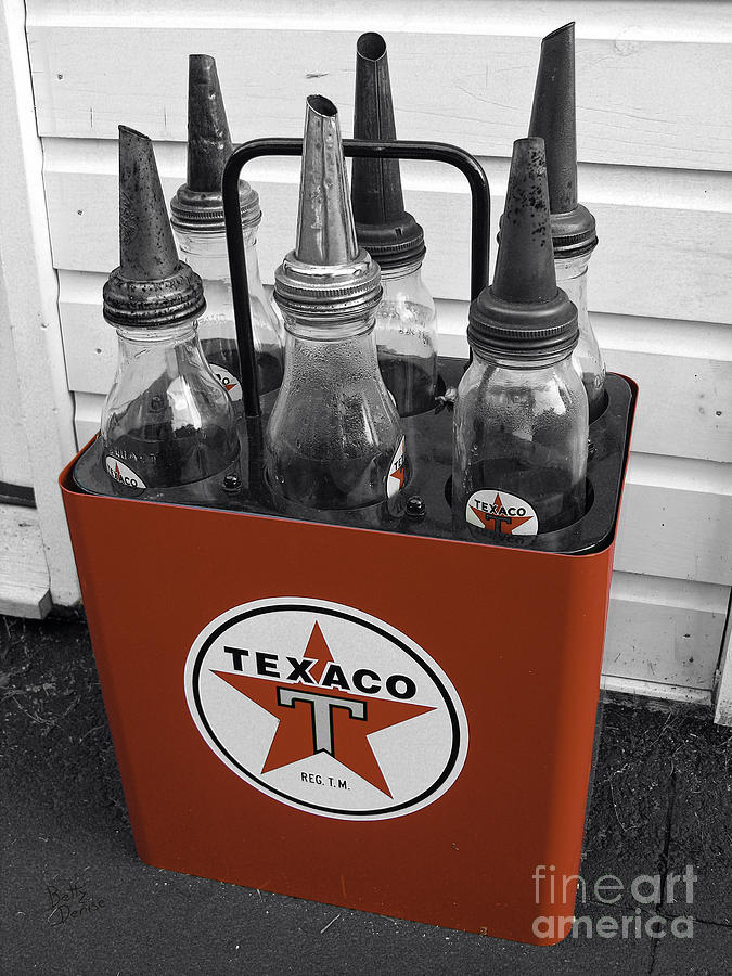 Jar Photograph - Six Pack of Texaco Motor Oil Bottles by Betty Denise