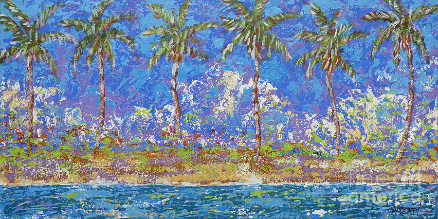 Six Palms Painting by Audrey Peaty