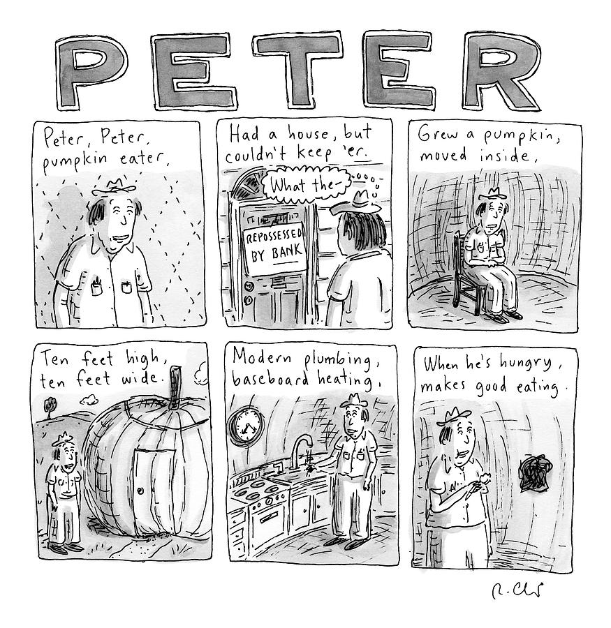 Six Rhyming Panels About A Man Who Moves Drawing by Roz Chast